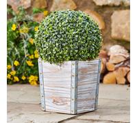 Teamson Home 2-In-1 Garden Light & Artificial Plant With Rustic Wooden Plant Pot, Solar Powered - 28.6 X 28.6 X 46.4 (Cm)