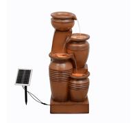 28.7" 4-Tier Cascading Bowl Solar Powered Water Fountain for Outdoor Living Spaces Teamson Home Brown One Size