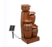 Teamson Home 28.7 in. 4-Tier Cascading Bowl Water Fountain, Terracotta | Solar-Powered, LED Lights, For Gardens, Landscaping, Patios, Balconies, Lawns