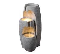 Teamson Home Garden Outdoor Water Feature, Modern 3-Tier Cascading Urn Water Fountain, With Led Lights, Grey