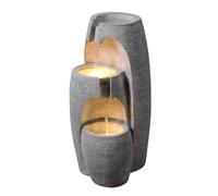 Teamson Home 3 Tier Modern LED Water Fountain Grey Outdoor Cascading Feature