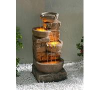 Teamson Home 84.5 cm Cascading Bowls & Stacked Stones LED Outdoor Water Fountain, Brown, Brown