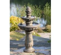 Teamson Home 39" Two-Tier Birdbath Water Fountain- Light Gray One Colour
