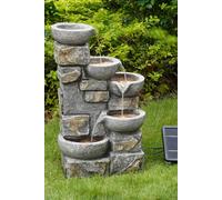 Garden Water Feature Outdoor Solar Powered LED Fountain 5-Tier Bowl Teamson