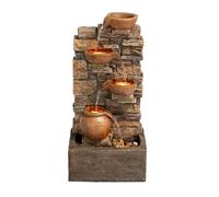 Teamson Home 72.3 cm Outdoor 4-Tier Stacked Stone Cascading Water Fountain with LED Lights, Brown