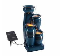 Teamson Home 73 cm 4-Tier Cascading Bowl Solar Powered Water Fountain for Outdoor Living Spaces, Blue