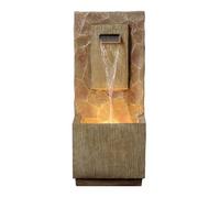 Teamson Home 81 cm Spa-Style Outdoor Waterfall Fountain with Integrated Led Lighting, Modern Brown Finish and Soothing Water Flow, Brown