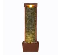 Teamson Home 97.9 cm Indoor/Outdoor Modern Curved Faux Slate Waterfall Fountain with LED Lights, Red Rock