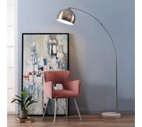 Teamson Home Arc Curved Standing Floor Lamp With Bell Shade & Marble Base - Brushed Nickel/white Marble - 110 X 32 X 173 (Cm)