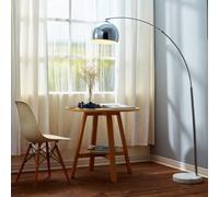 Teamson Home Modern Curved Arc Floor Lamp with Bell Shade & Marble Base, Chrome/White in Silver Teamson Home Silver