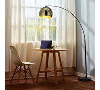 Teamson Home Arc Curved Standing Floor Lamp With Bell Shade & Marble Base - Gold/black Marble