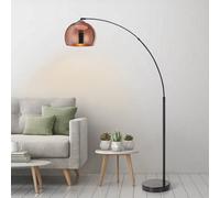 Teamson Home Arc Curved Standing Floor Lamp With Bell Shade & Marble Base - Rose Gold/black Marble