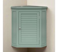 Teamson Home Bathroom Corner Wall Cabinet, Wooden Cabinet With 1 Door, Bathroom Furniture, Bathroom Storage, Sage Green