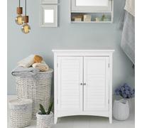 Teamson Home Bathroom Free Standing Cabinet, Wooden Cabinet With 2 Doors, Bathroom Storage, White