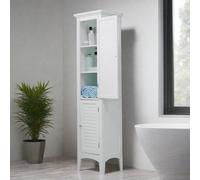 Teamson Home Wooden Bathroom Cabinet Tall Free Standing White ELG-588 - White