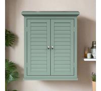 Teamson Home Bathroom Wall Cabinet, Wooden Cabinet With 2 Doors, Bathroom Furniture, Bathroom Storage, Sage Green