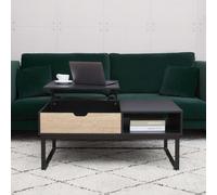 Teamson Home Bryson Two-Tone Lift Top Coffee Table Desk With Storage, Black