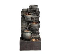 Teamson Home Decorative Water Fountain, Grey, 72.3 cm | Weather-Resistant, 4-Tier Cascading, LED Lights