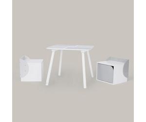 Teamson Home Fantasy Fields By Teamson Kids Wooden Biscay Table And 2 Chairs With Storage, Gray