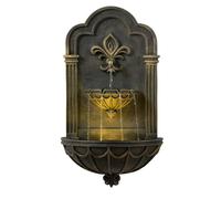 Teamson Home Fleur-De-Lis Wall-Mounted Water Fountain Warm Led Black & Gold