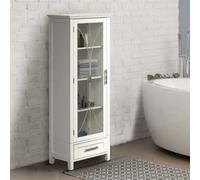 Teamson Home Wooden Bathroom Cabinet Standing Tall Storage White 7961 - White