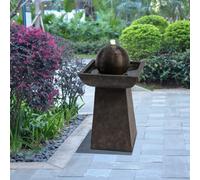 Teamson Home Garden Outdoor Water Feature, Large Water Fountain, Orb Design, With Led Lights - Metallic