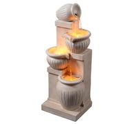 Teamson Home Garden Outdoor Water Feature Solar Powered 4-Tier Cascading...