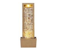 Teamson Home Garden Outdoor Water Feature Tall Waterfall Water Fountain With Warm LED Lights Layered Rock Design Seashells