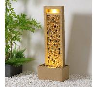 Teamson Home Garden Outdoor Water Feature Tall Waterfall Water Fountain With Warm LED Lights Layered Rock Design River Rock