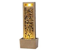 Teamson Home Garden Outdoor Water Feature Tall Waterfall Water Fountain With Warm LED Lights Layered Rock Design River Rock