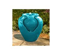 Teamson Home Outdoor Glazed Pot Floor Fountain with LED Light - Teal