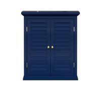 Teamson Home Glancy Two-Door Wall Cabinet Faux Louvered Doors Navy
