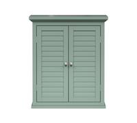 Teamson Home Glancy Two-Door Wall Cabinet Faux Louvered Doors Sage Green