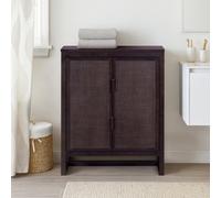 Teamson Home Hatteras Accent Cabinet With Rattan Doors And Shelves, Espresso