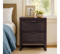 Teamson Home Hatteras Bedside Table 2 Drawer Nightstand, Espresso