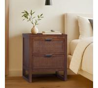 Teamson Home Hatteras Bedside Table 2 Drawer Nightstand, Walnut