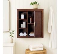 Teamson Home Hatteras Wall Cabinet With Open And Closed Storage, Walnut
