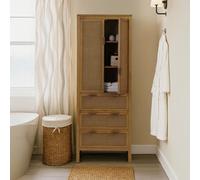 Teamson Home Hatteras Wooden Linen Cabinet Rattan Doors 165cm Tall, Natural Teamson Home Natural