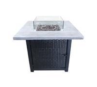 Teamson Home Outdoor Garden Rattan Propane Gas Fire Pit Table Burner,