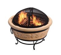 Teamson Home Hr26303Aa-S Sand Wood Burning Fire Pit Inc Poker, Grill, Lid