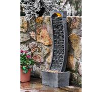 Teamson Home Large Outdoor Curved Water Feature, Modern Waterfall Effect with LED Lights, Grey Teamson Home Grey