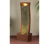 Teamson Home Large Outdoor Curved Water Feature, Modern Waterfall Effect with LED Lights, Red Rock Teamson Home Red