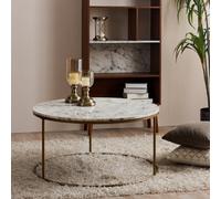 Teamson Home Marmo Large Round Coffee Table, Marble Side Table, Modern