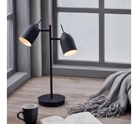 VERSANORA Teamson Home Adjustable Standing Desk Lamp with Double Spotlight, Table Lamp Desk Lamp, Desk Light, Tabletop, Black Finish for Living Room or Office