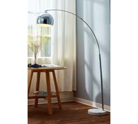 Teamson Home Modern Curved Arc Floor Lamp with Bell Shade & Marble Base, Chrome/White in Silver Teamson Home Silver