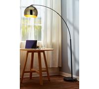Teamson Home Arquer 170cm Arc Floor Lamp with Faux Marble Base, Gold - Yellow