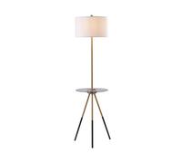 Teamson Home Myra Tripod Floor Lamp With Built-In Usb Port & Glass Table in White Teamson Home White