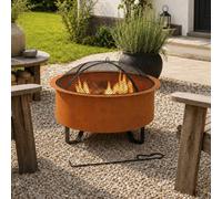 Teamson Home Outdoor Garden Fire Pit 66Cm With Spark Guard Steel Brown