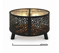 Teamson Home Outdoor Garden Fire Pit 71cm with Spark Guard Black Steel Teamson Home Black