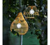 Teamson Home Outdoor Garden Decor Hanging Solar Light Pendant Lantern - Brown